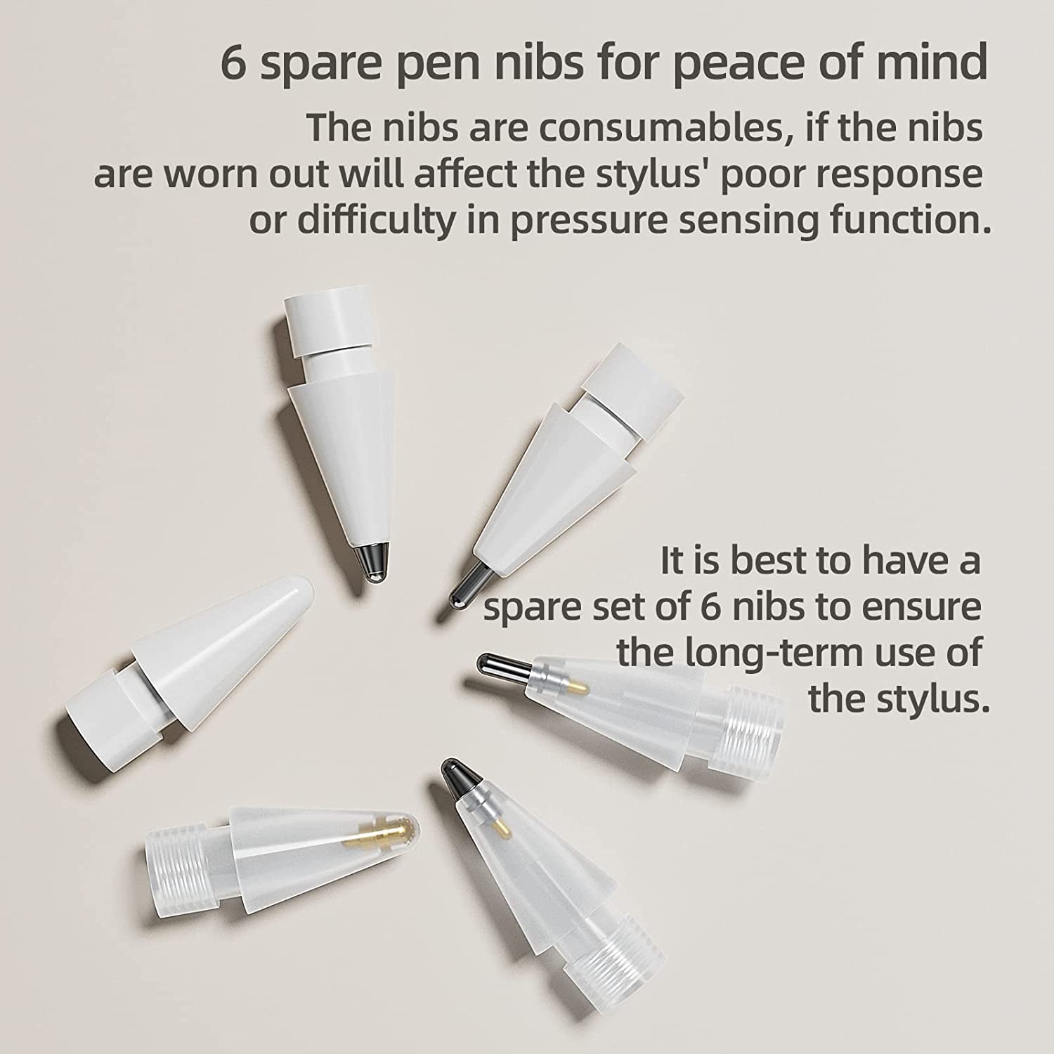 HOU [6 Pack] Apple Pencil Tips,Replacement Tips for Apple Pencil 2Nd Generation,Apple Pencil 1St Generation Spare Nib for Ipad Pen/Stylus Pen,Apple Pencil 2/1,Plastic &Metal Apple Tips  HOU   