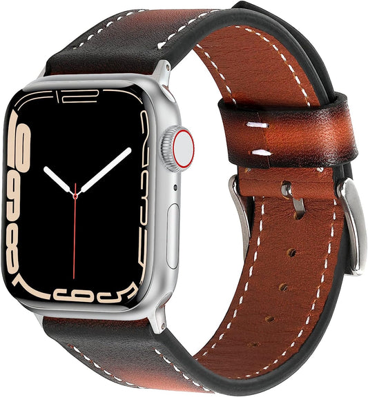Deeplus Compatible with Apple Watch Band, Genuine Leather Bands 41Mm 40Mm 38Mm 45Mm 44Mm 42Mm Retro Replacement Strap for Iwatch SE Series 7 6 5 4 3 2 1  deeplus   