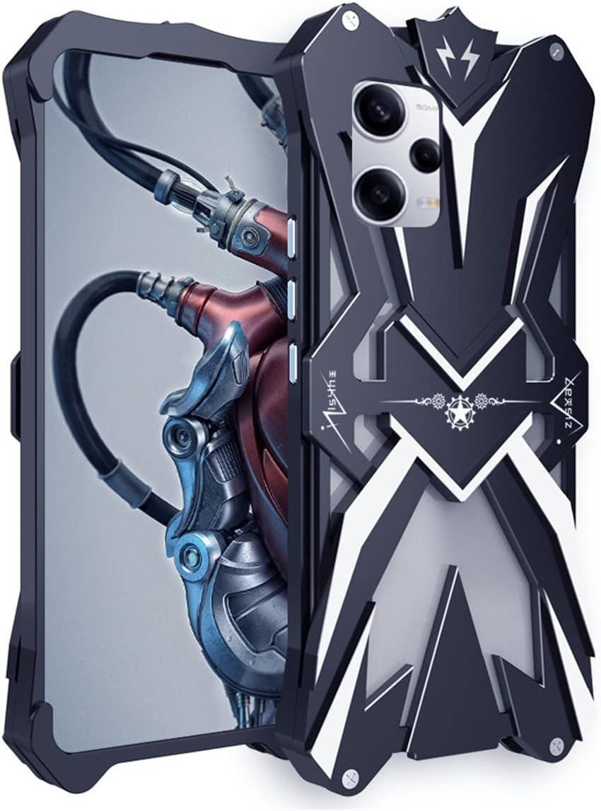 DAYJOY Cool Design Aluminum Case Compatible with Xiaomi 11 Ultra,Rock Punk Style Arm Shield Premium Aerospace Aluminum Metal Shockproof Bumper Frame Cover Case  DAYJOY Redmi Note 12 Pro  