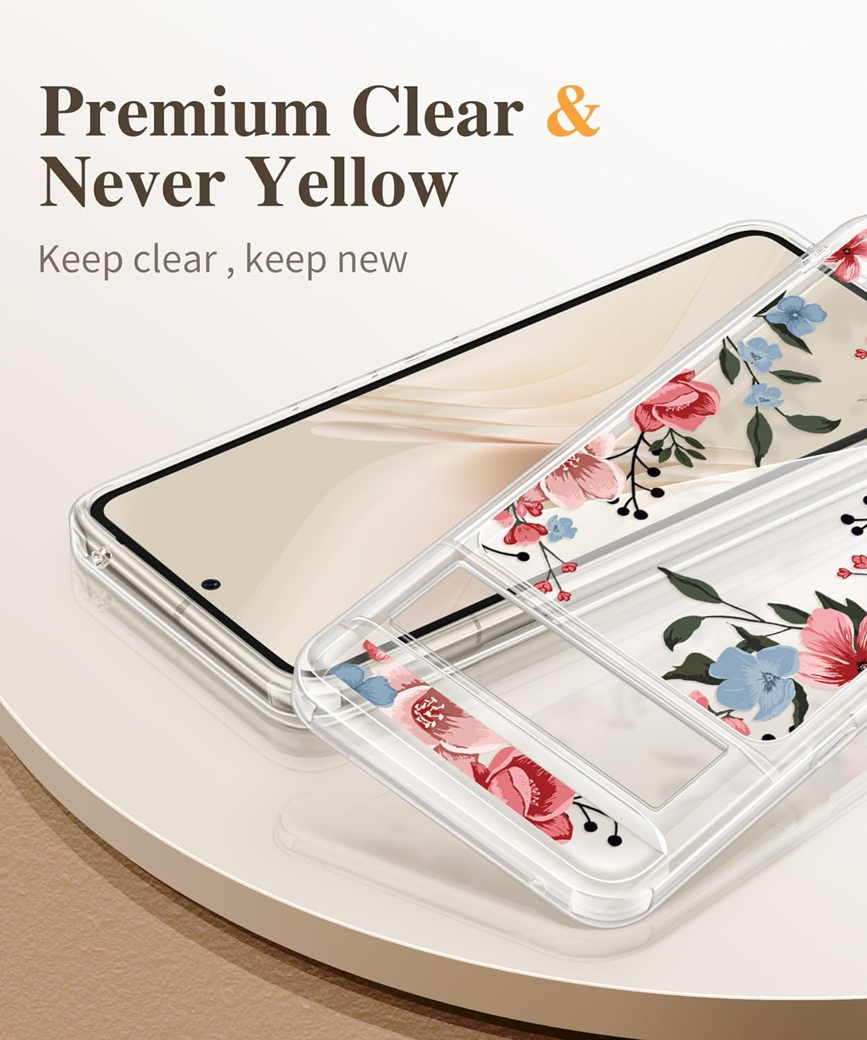 GVIEWIN Compatible with Google Pixel 8 Pro Case, with 2X Screen Protectors, [Not Yellowing + Military Grade Drop Tested] Clear Floral Slim Shockproof Protective Women Phone Case(Catharanthus/Pink)  GVIEWIN   