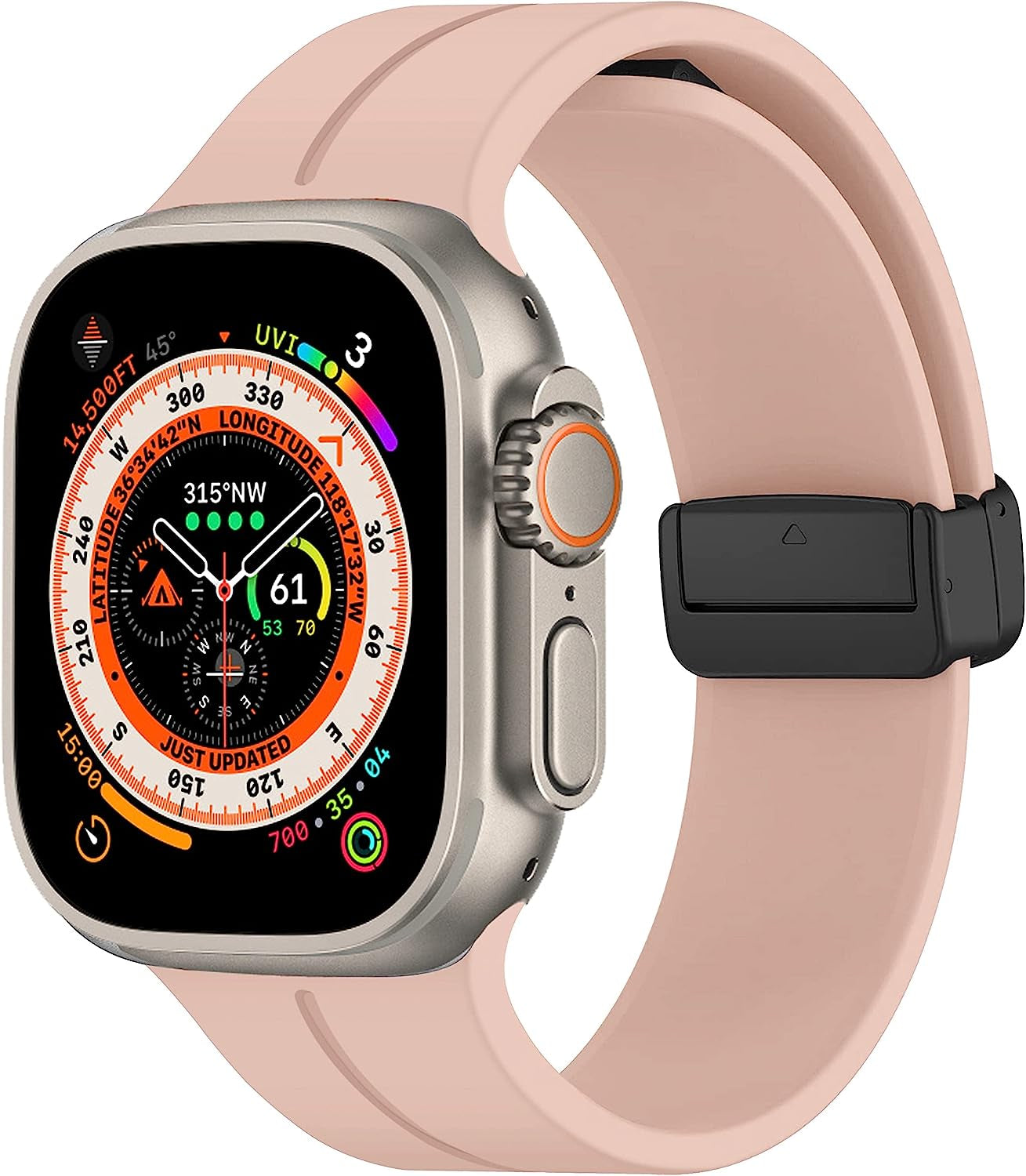 Magnetic for Apple Watch Ultra Band 49Mm 45Mm 44Mm 41Mm 40Mm Iwatch Bands 38Mm 42Mm Men/Women,Soft Sport Silicone Replacement Wristband Correa Strap for Apple Watch Band Series 8/7/6/5/4/3/2/1/SE  DMVEIMAL 07-Pink sand 38mm 40mm 41mm 