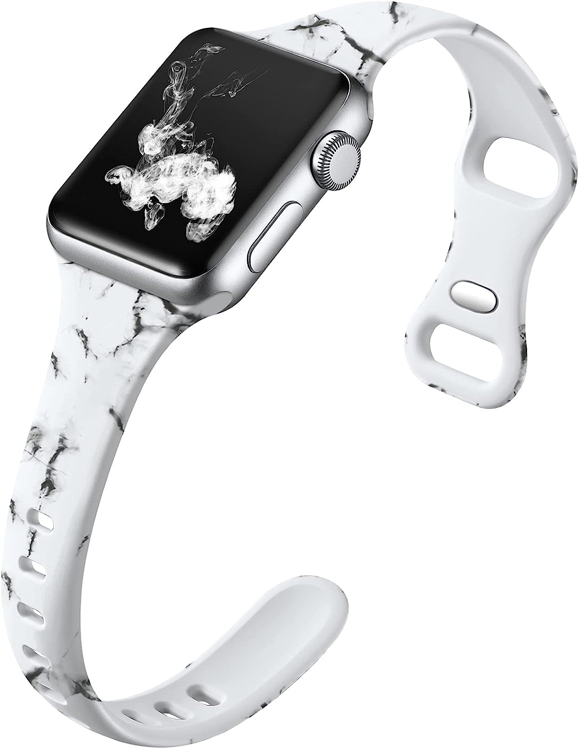 Witzon Thin Bands Compatible with Apple Watch Band 40Mm 38Mm 41Mm for Women, Fadeless Floral Cute Printed Slim Silicone Sport Replacement Wristbands for Iwatch SE Series 7 6 5 4 3 2 1 Smart Watch  Witzon White Marble  