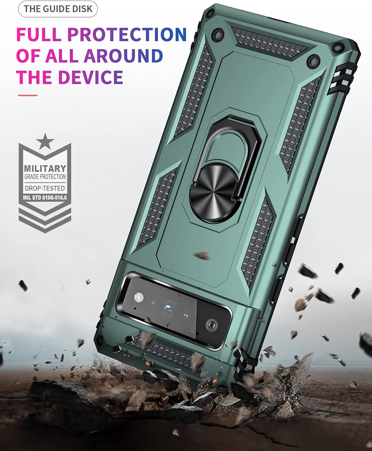 Korecase Designed for Google Pixel 6 Pro Case Heavy Duty Rugged Full Body Shockproof Scratch Proof Screen Protection Built-In 360 Ring Kickstand Military Hard Cover for Men Women Green  Korecase   