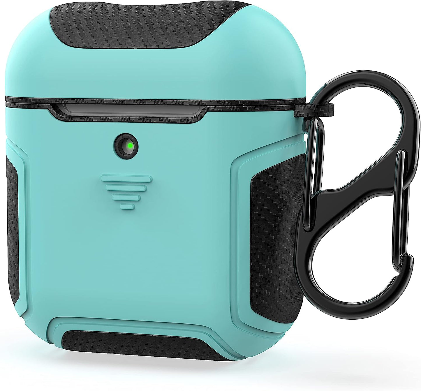 Designed for Airpods Cover Case,Oretech Designed for Airpods 1&Airpods 2 Cover Heavy Duty Hybrid 2 in 1 Protective Hard PC Soft TPU Carbon Fiber Case with Carabiner for Airpods 1&2 Cover- Aqua Blue  ORETECH for Airpods 1/Airpods 2-Mint Green  