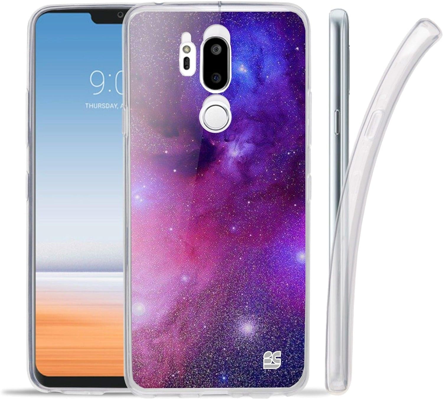 Goldenbeetle GB Flexible TPU Ultra Lightweight Cover [Scratch-Proof] Gel Skin Case Compatible with LG G7 Thinq / G7+ G710 (White Rosy Heart)  GoldenBeetle Galaxy Stars  