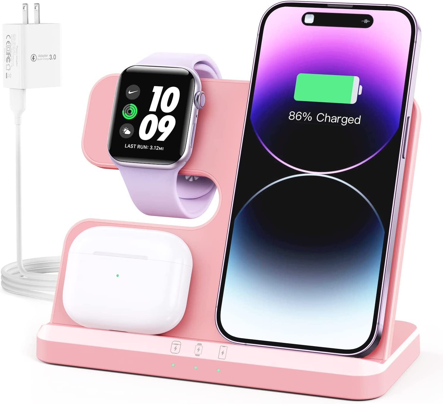 𝟮𝟬𝟮𝟯 𝗡𝗲𝘄 Wireless Charging Station 3 in 1 Wireless Charger for Iphone 14 13 12 11 Pro Max/X/8 Charging Station for Multiple Devices for Apple Watch Ultra SE 8 7 6 5 4 3 2 for Airpods Pro 3 2  Guanyu(Dongguan) Intelligent Technology Co.,Ltd D-Pink  