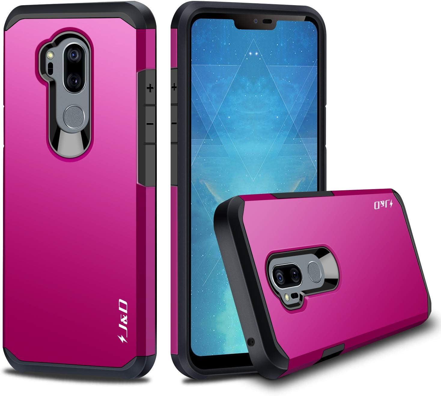 J&D Case Compatible for LG G7 Thinq Case, LG G7 Case, Heavy Duty Dual Layer Hybrid Shock Proof Protective Rugged Bumper Case for LG G7 Thinq, LG G7 Case, Mint  J&D Tech Fuchsia Pink  