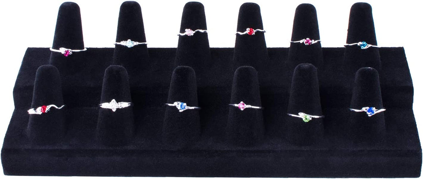Super Z Outlet Black Velvet Finger Ring Counter Display Rack 12 Slots for Home Decoration, Organizing  Super Z Outlet   