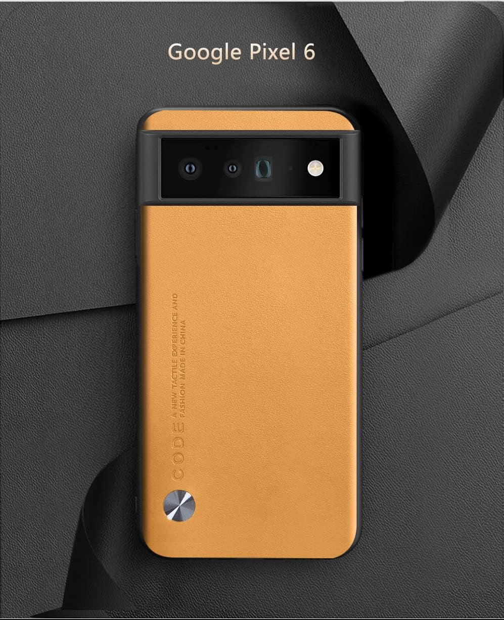 Puxssul for Google Pixel 6 Case 5G (2021), Soft TPU Artificial Leather Case,Extremely Light Ultra-Light Camera Protection Leather Cover Case for Google Pixel 6 5G (Yellow)  Puxssul   