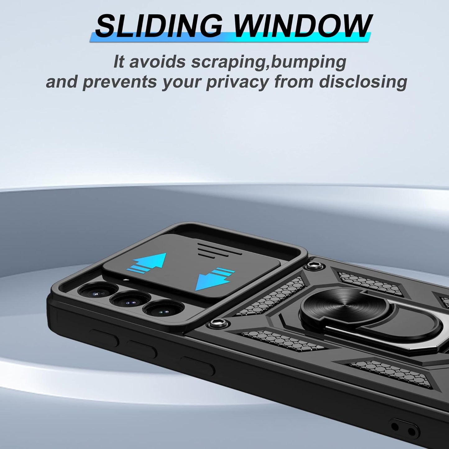 ATUMP Compatible with Samsung Galaxy S21 plus Case with HD Screen Protector with Slide Camera Cover, 360° Rotation Ring Kickstand [Military Grade] Case for Samsung Galaxy S21 Plus1,Black  Atump   