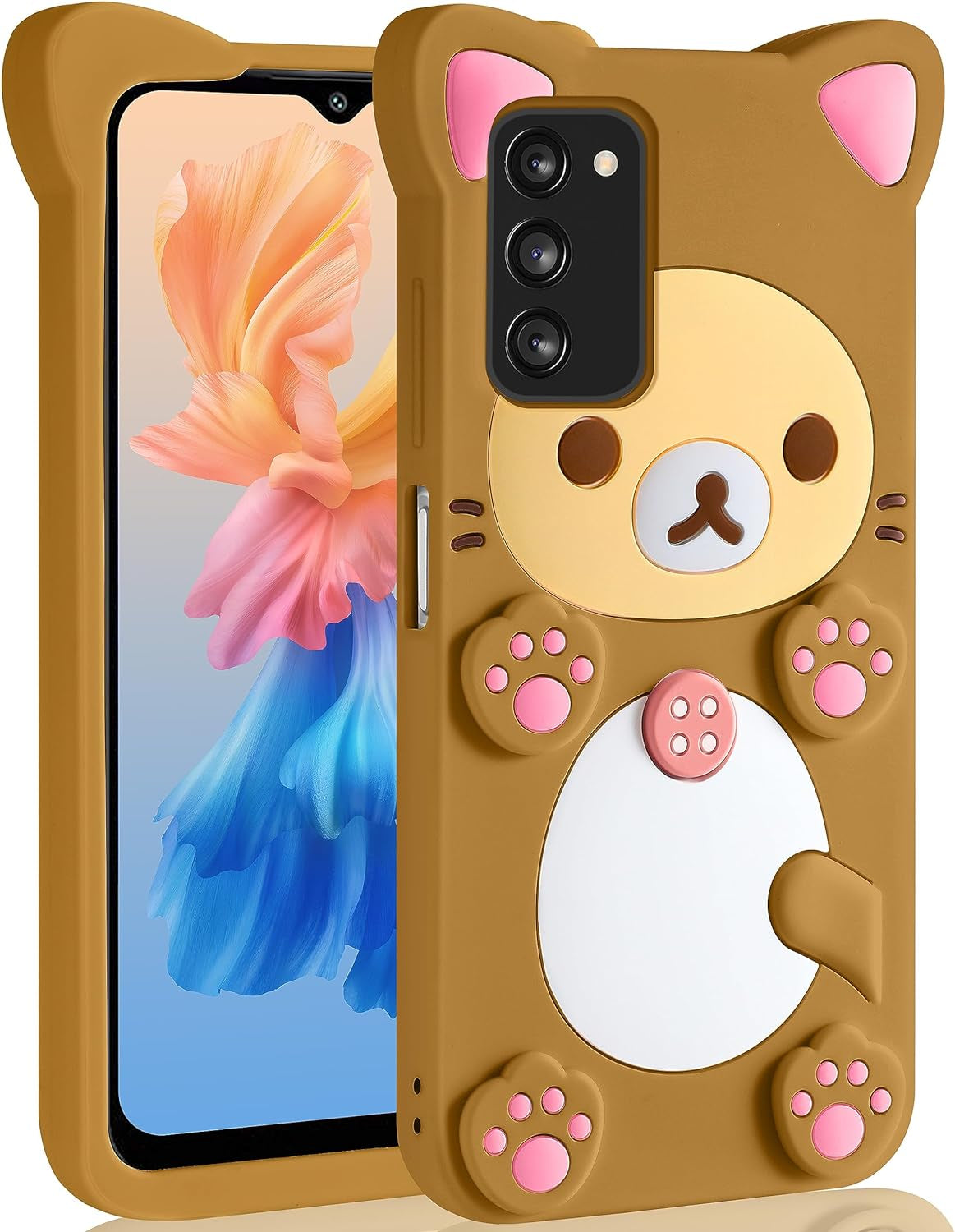 Stsnano Kawaii for Note 20 Ultra Case 3D Cute Cartoon Bear Phone Cases Fashion Cool Fun Funny Bear Soft TPU Covers for Samsung Galaxy Note 20 Ultra 5G 6.9" Silicone Cover for Women Girls Kids PK  STSNano Brown For Samsung Galaxy A03S 