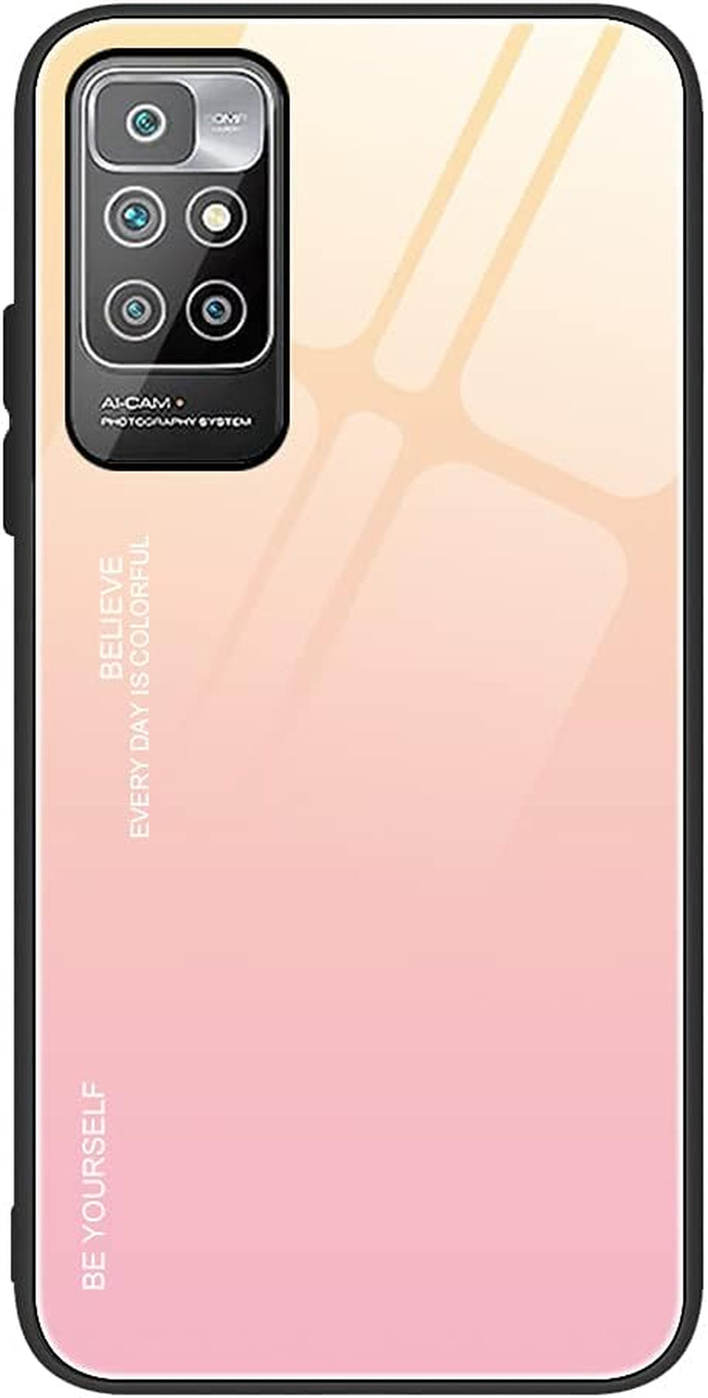 EASSGU Case for Xiaomi Redmi 10 2022 Is Made of Soft TPU Border Tempered Glass Back Cover Drop Resistant Scratch Resistant Purple Red  EASSGU Yellow Pink Color Gradient 