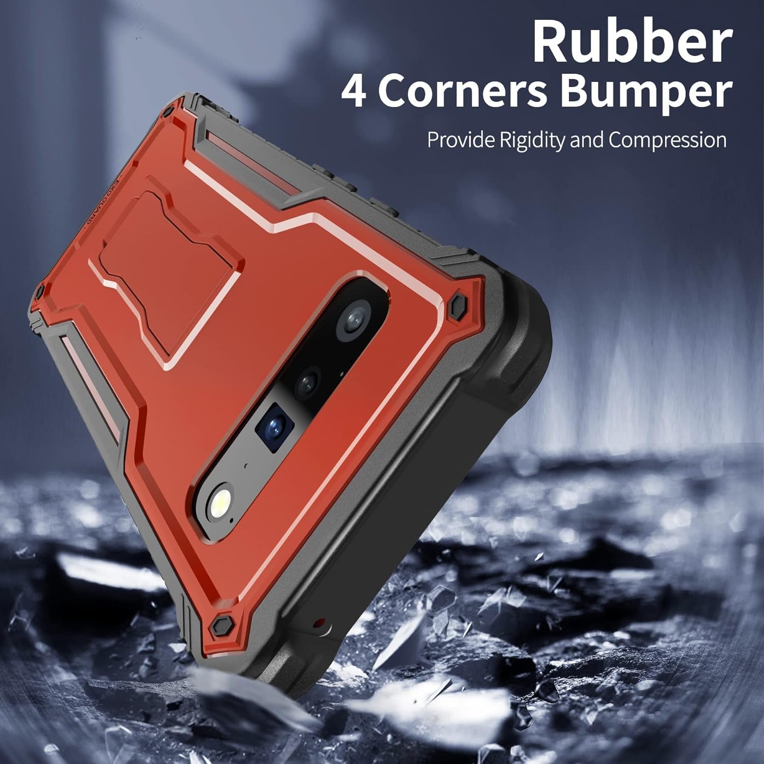 Exoguard for Google Pixel 6 Pro Case, Rubber Shockproof Heavy Duty Phone Case Built-In Kickstand, No Screen Protector (Red)  ExoGuard   