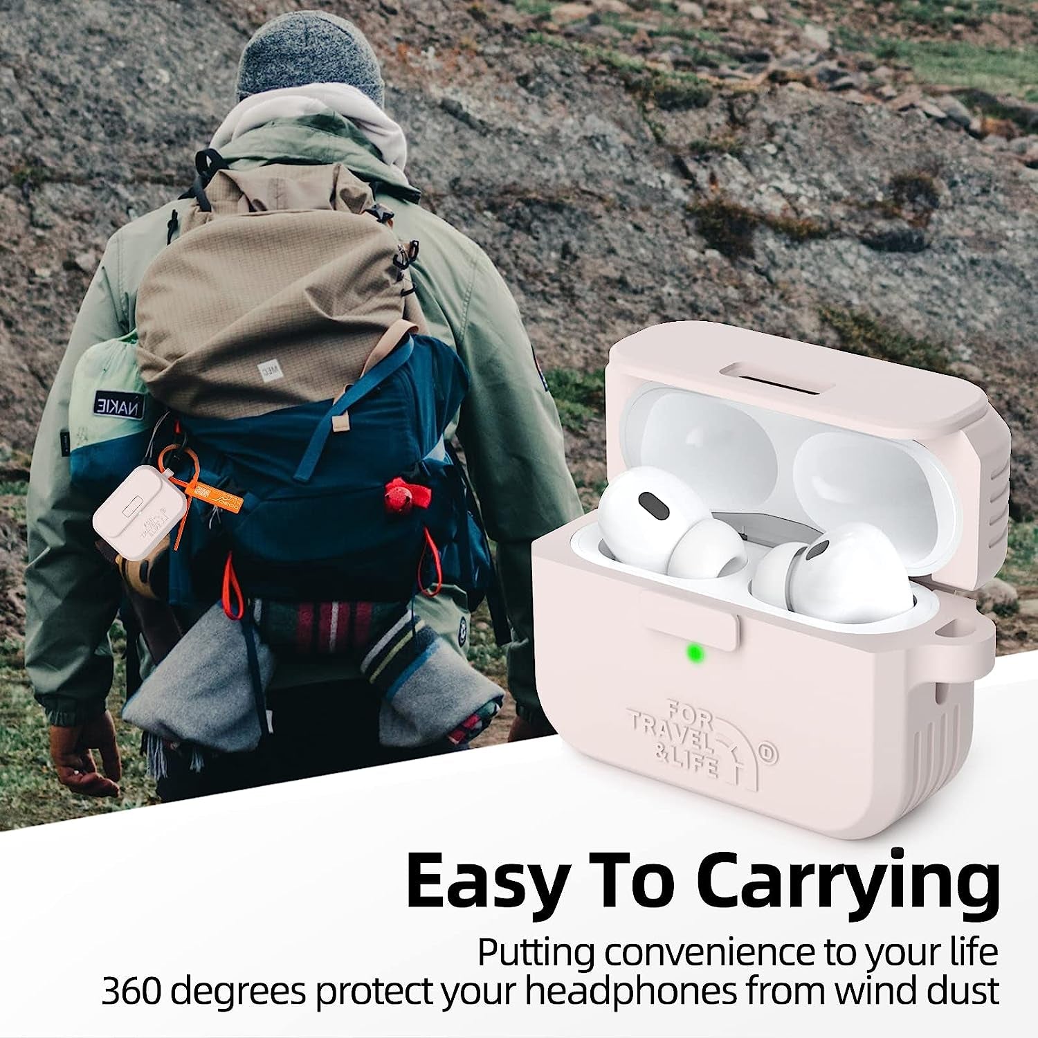 Airpods Pro 2Nd/1St Generation Case Cover,Secure Lock Full Protective Silicone Skin Accessories for Women Men with Apple Airpods Pro 2022/2019 Charging Case,Design by Doboli,Khaki  Doboli   