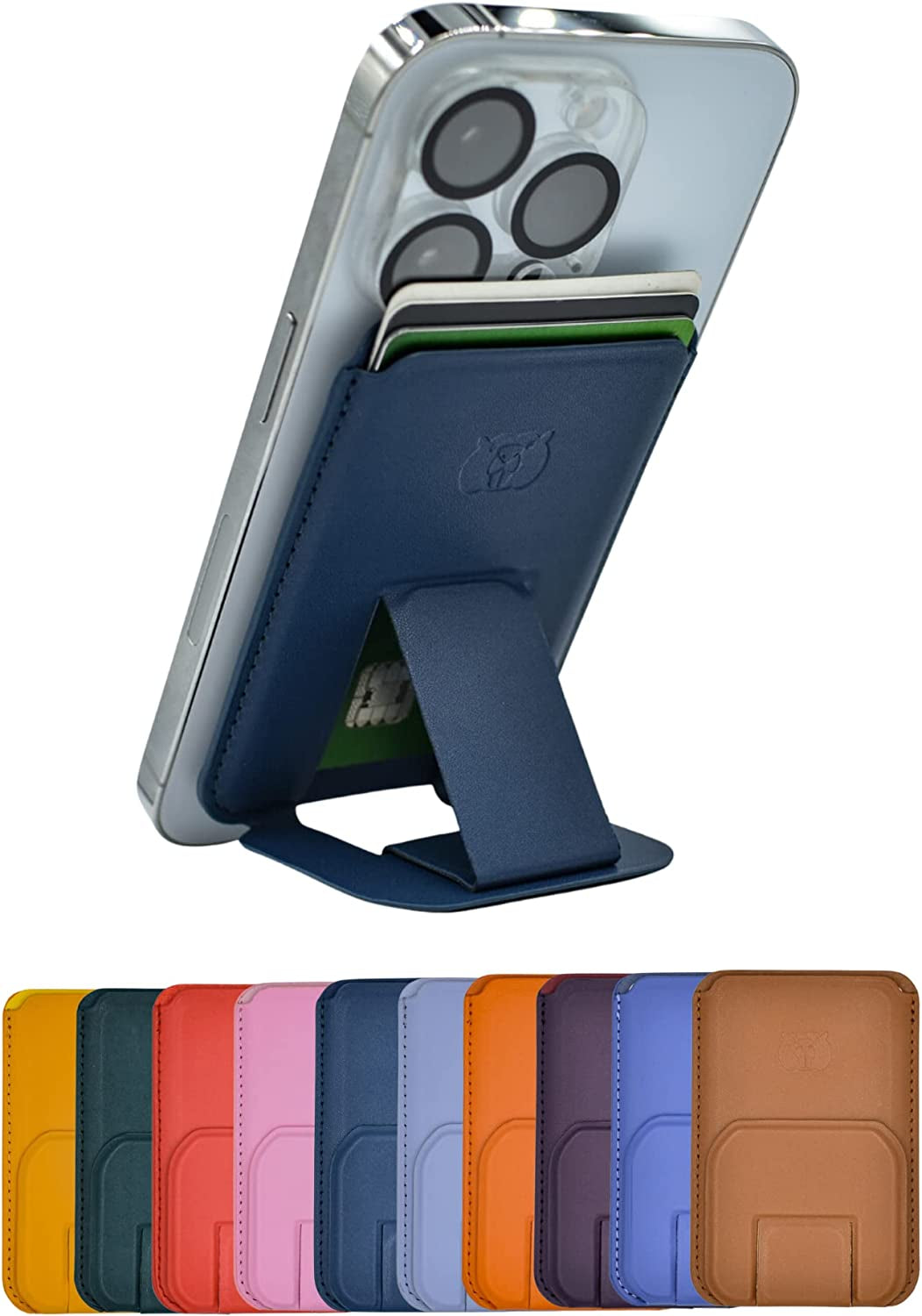 Beaverr Magnetic Card Wallet with Kickstand, Compatible with Magsafe, for Iphone 14 Pro Max/14 Pro/14/14 Mini, Iphone 13 Pro Max/13 Pro/13/13 Mini, Iphone 12 Pro Max/12 Pro/12/12 Mini (Wine)  Beaverr Dark Blue  