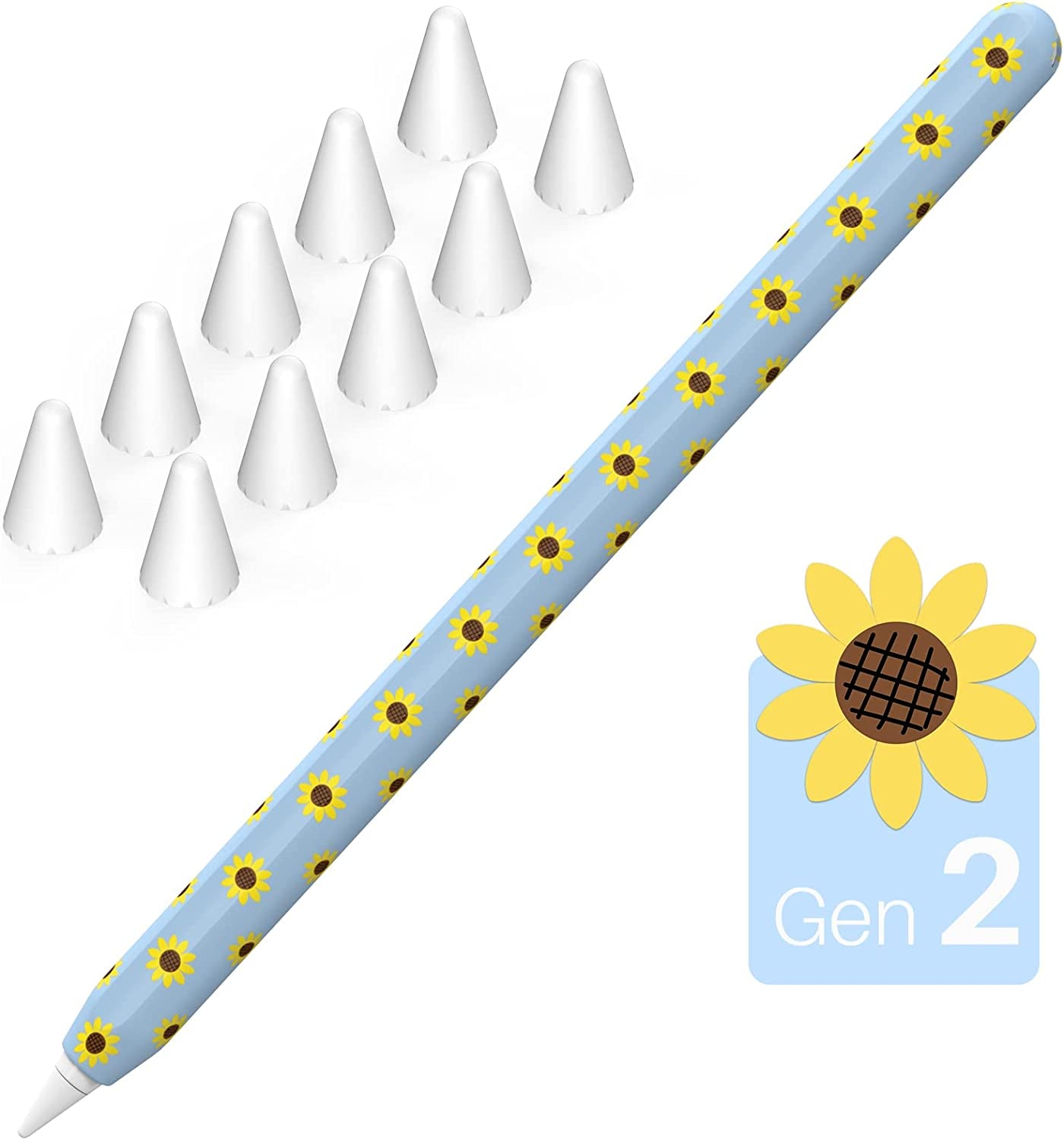 NIUTRENDZ Sunflower Case for Apple Pencil 1St Generation Case Cover Silicone Protective Sleeve Accessories with Apple Pencil Tips Cover & Cable Adapter Tether (Black)  NIUTRENDZ Blue Apple Pencil 2nd Generation 