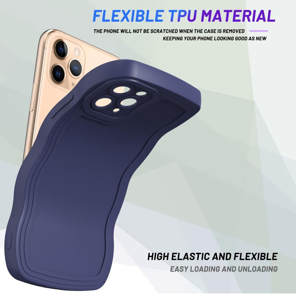 WOGROO Case for Iphone 11 Pro Case,Wave Curly Frame Design,Soft Flexible Tpu,Cute Wavy Solid Color Aesthetic Flashion Phone Case Shockproof Protective Case Cover 5.8" - Dark Purple  WOGROO   