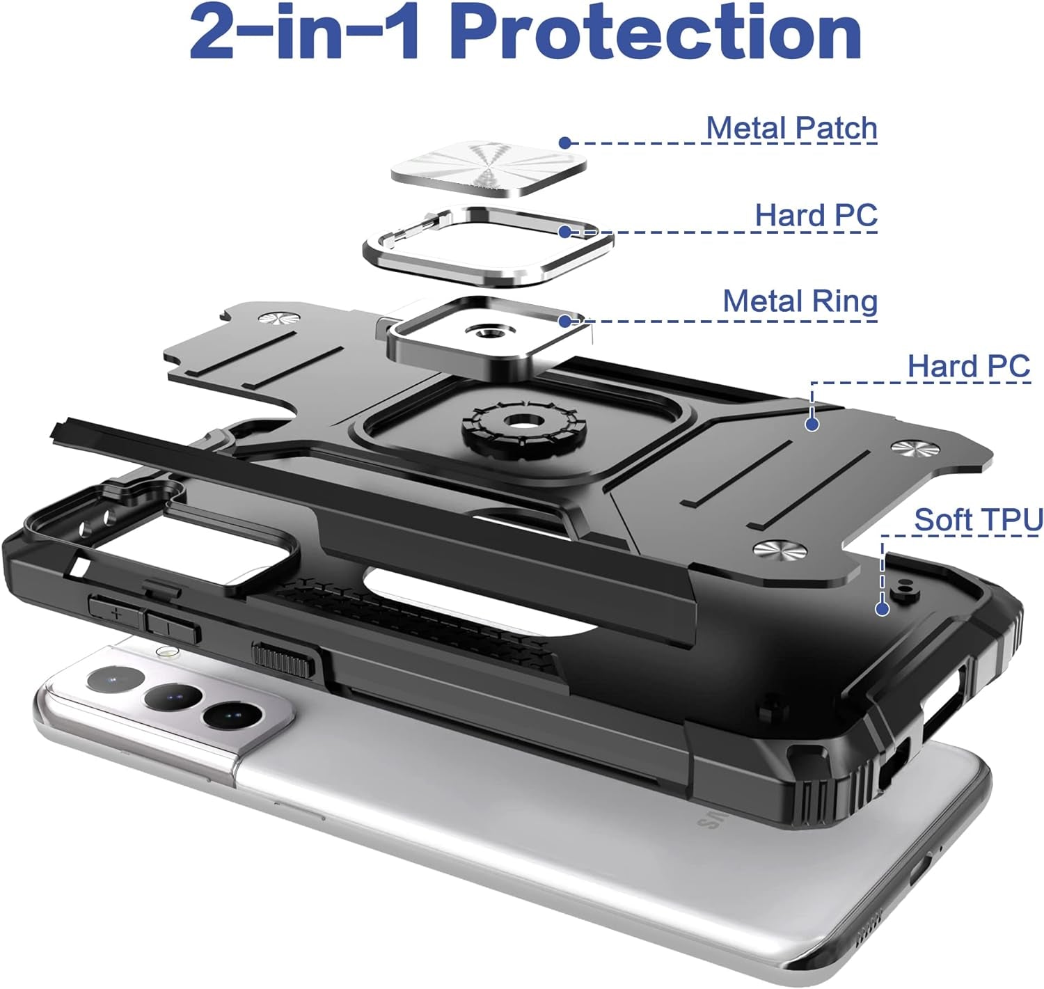 Idystar Galaxy S21 plus 5G Case, Galaxy S21 plus Case, Hybrid Drop Test Cover with Car Mount Kickstand Slim Fit Protective Durable Case for Samsung Galaxy S21 plus 5G 6.7 Inch, Black  IDYStar   