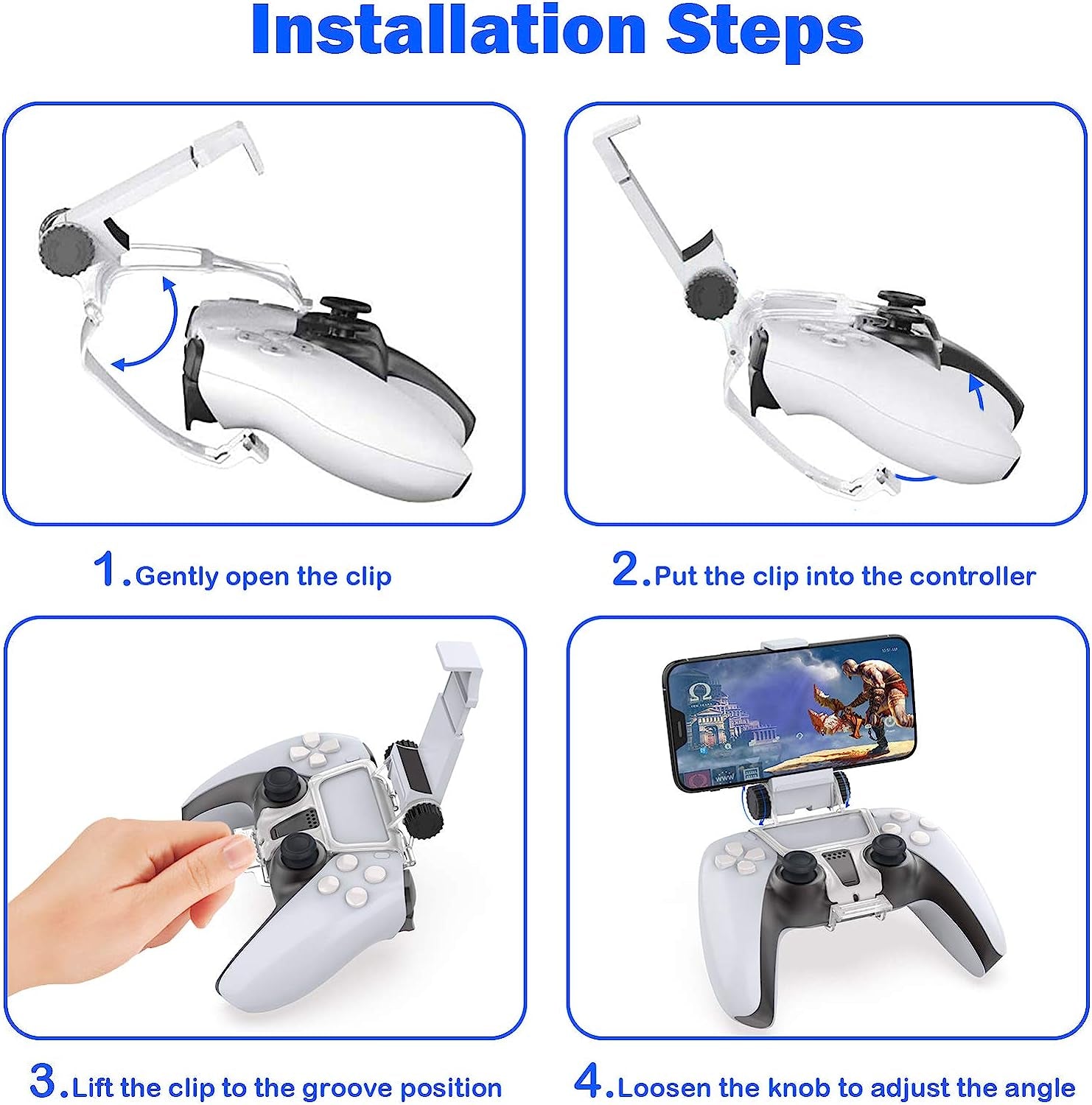Nexigo Controller Phone Clip Mount for PS5 Dualsense Wireless Controller, Cellphone Clip Bracket Holder for Playstation 5 Controller, Adjustable Stand Suitable for Android Mobile Phone  NexiGo   