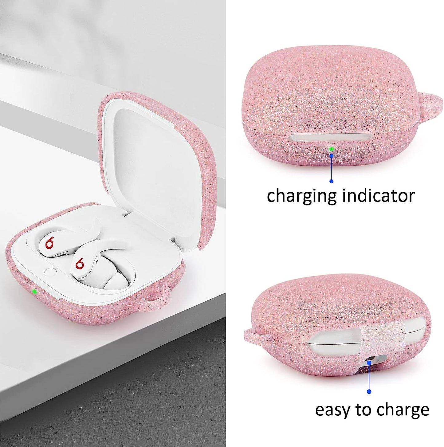 Beats Fit Pro Case Cover, Filoto Silicone Beats Fit Pro Earbuds Case for Women with Cute Pompom Keychain Shockproof Protective Case Accessories (Rose Gold)  Kerle   