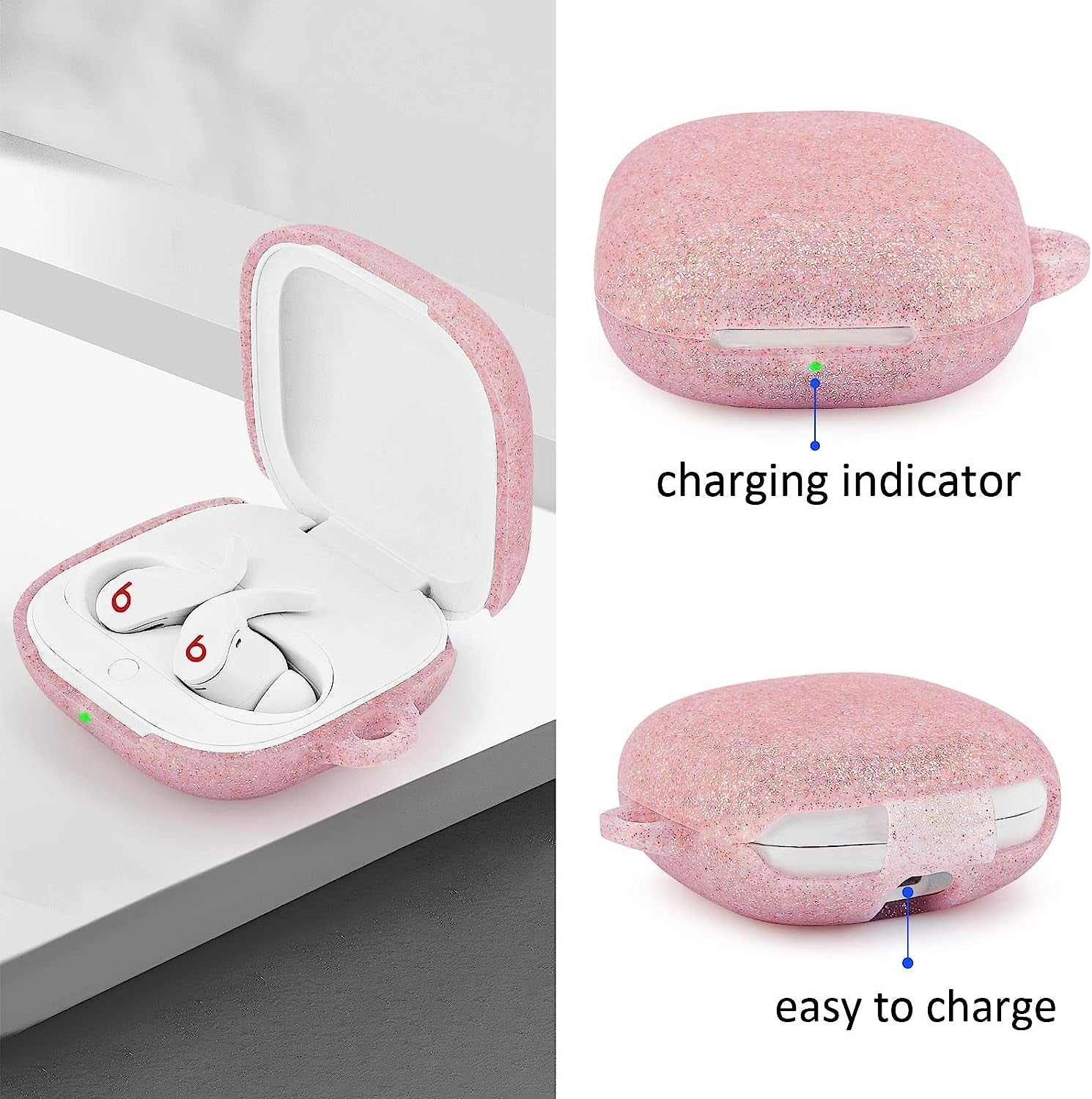 Beats Fit Pro Case Cover, Filoto Silicone Beats Fit Pro Earbuds Case for Women with Cute Pompom Keychain Shockproof Protective Case Accessories (Rose Gold)  Kerle   