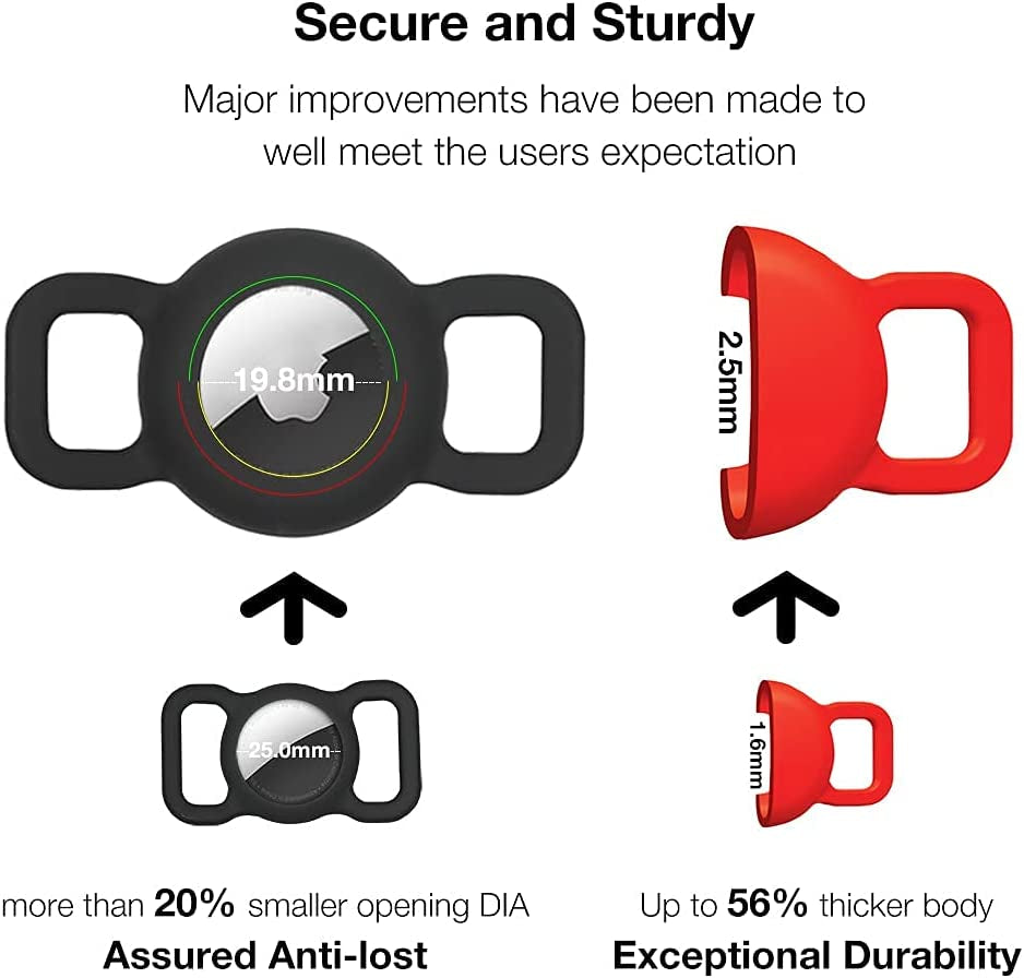 WHALEZON Airtag Cat Collar Holder, Small Air Tag Dog Collar Holder Compatible with Apple Tag, Anti-Lost Pet Tracker Cases Fit on Puppy Collars 3/8" 5/8"  WHALEZON   