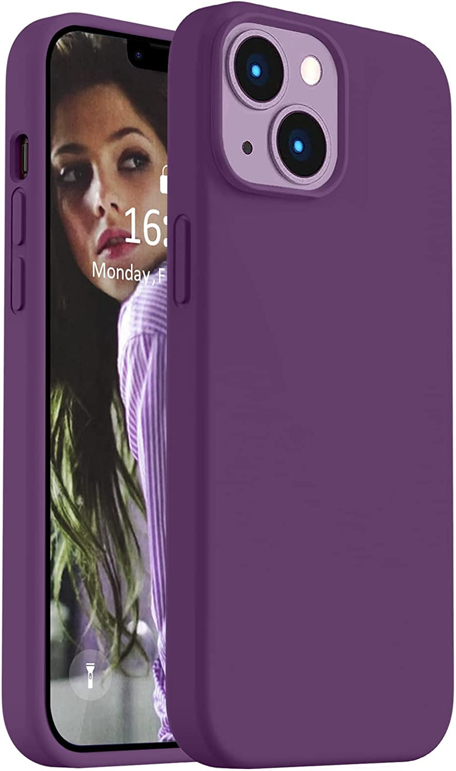 Vooii Compatible with Iphone 14 Case,[Silky Touch Premium Liquid Silicone] [Soft Anti-Scratch Microfiber Lining], Ultra Slim Shockproof Protective Case for Iphone 14 - Matcha  Vooii Deep Purple/Grape  