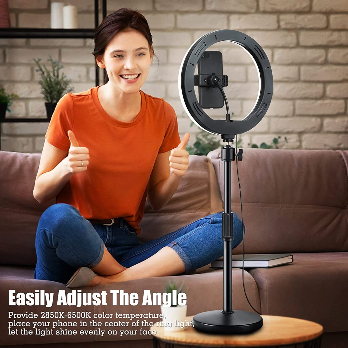 Selfie Ring Light with Stand and Phone Holder, 10'' Dimmable Desktop LED Circle Light for Laptop,Computer, Lighting Kit Gifts for Live Streaming/Laptop Video Conference/Chat/Makeup/Youtube/Tiktok/Vlog  RIEOMN   