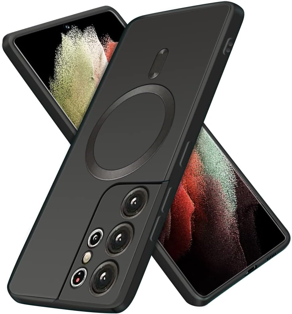 Luhuanx Magnetic Case for Samsung S21 Ultra 5G, Designed for Samsung Galaxy S21 Ultra Cases with Full Coverage Lens,Wireless Chager, Screen & Camera Protection (Crystal Black)  Luhuanx Black  