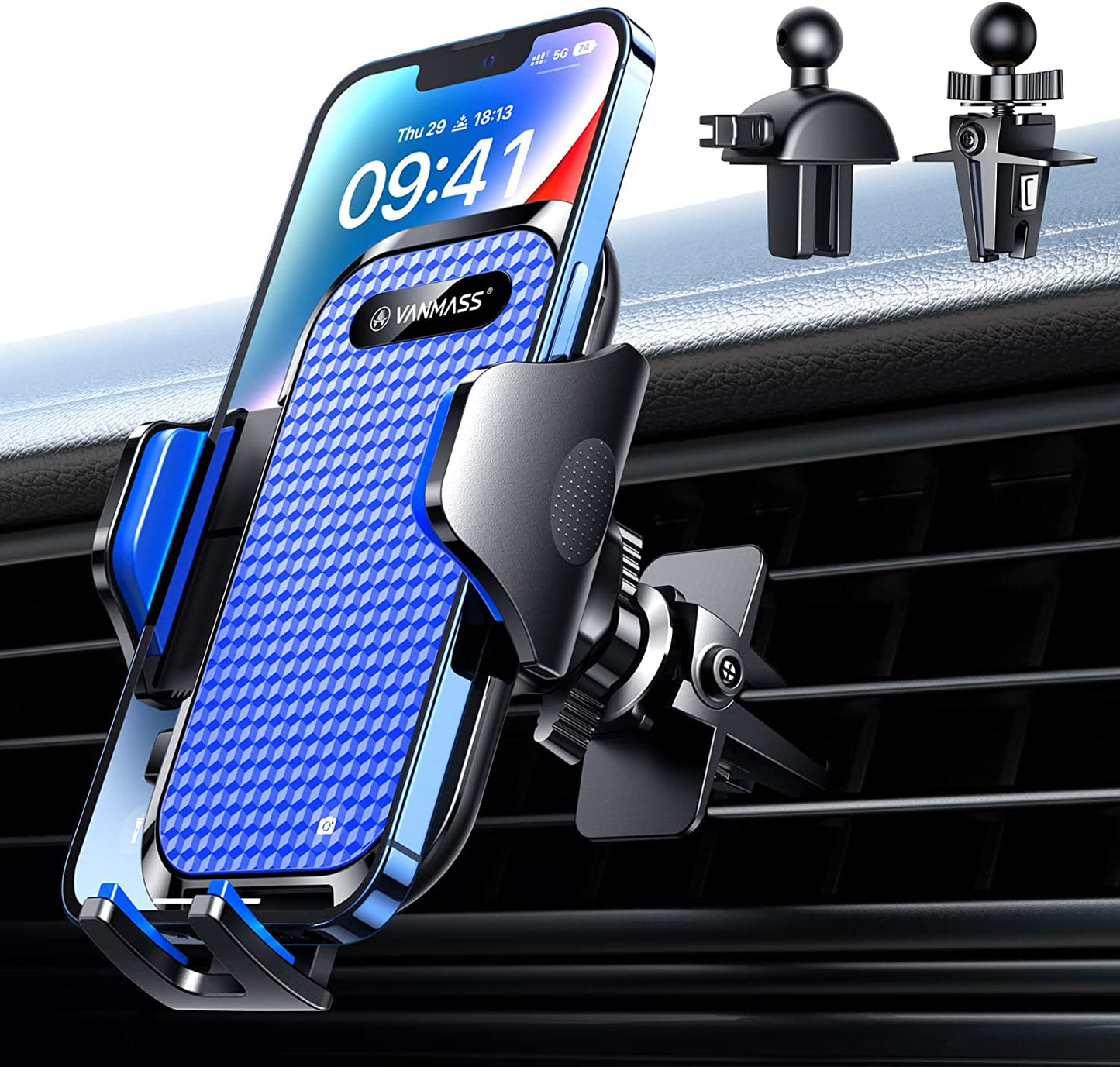 [Upgraded] VANMASS BEST Car Vent Phone Holder Mount Compatible for Iphone 14 13 Pro Max 12 11 X Xr Xs 8 7 plus Mini Se Android Mobile Cell Smartphone Universal Vehicle Handsfree Easy Clamp Clip Cradle  VANMASS 3rd-Generation  