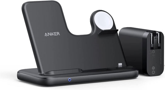 Anker 544 Wireless Charger (4-In-1 Stand) with 60W Quick Charge DC Adapter and 5 Ft Cable for Iphone 14/14 Pro/14 Pro Max/13/13 Pro Max, Mfi Certified for Apple Watch SE/7/6/5/4/3/2/1, Airpods  Anker   