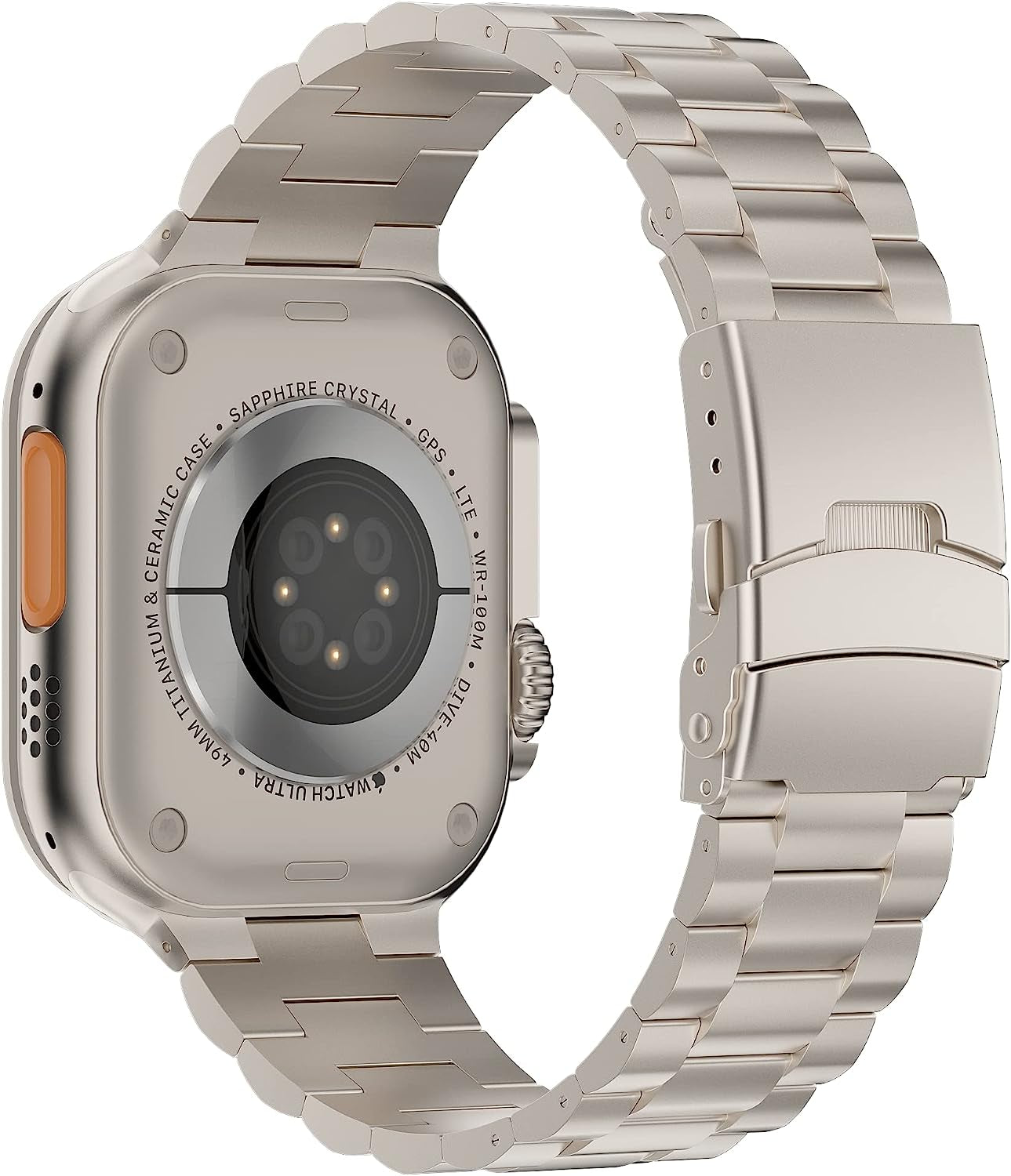 Wolait Titanium Band Compatible with Apple Watch Ultra Band 49Mm 45Mm 44Mm 42Mm, Genuine Titanium Iwatch Band with Double Button Clasp for Women Men  Wolait   