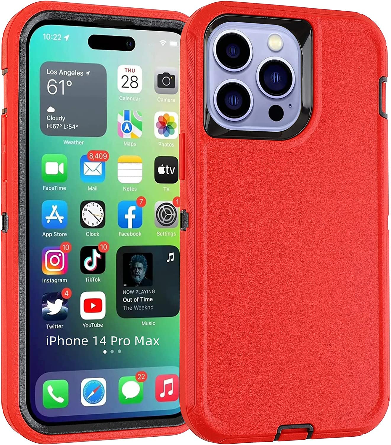 Compatible with Iphone 14 Pro Max Case Heavy Duty Protective Phone Case,Military Grade Full Body Protection Shockproof/Drop Proof Durable Phone Cover for Apple Iphone 14 Pro Max 6.7" Red/Black  droperprote Red/Black iPhone 14 Pro Max 
