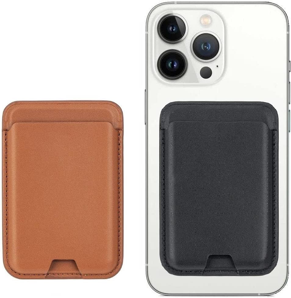 Open Slot Strong Magnetic Card Holder with Magsafe Wallet for Apple Iphone 14 Pro Max/14 Plus/14 Pro/14/13 Pro Max/13 Pro/13/13 Mini/12 Max/12/12 Pro/12 Mini, (Brown)  Tahamus Black+Brown  