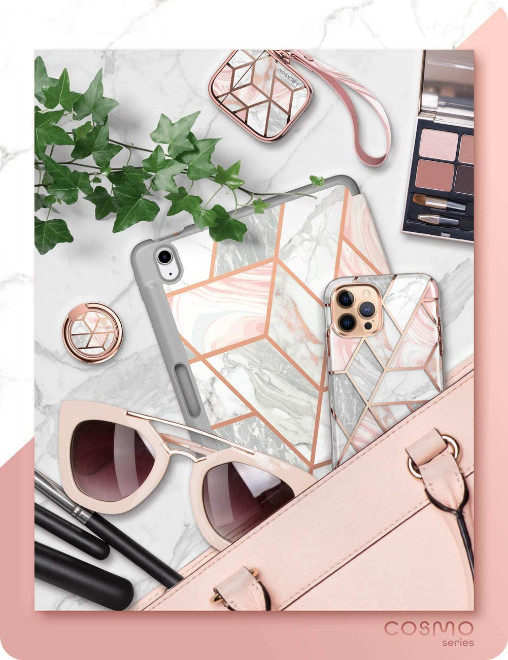 I-Blason Cell Phone Finger Ring Holder - Universal - Kickstand with 360° Rotation and 180° Flip Magnetic Car Mountable Compatible with Iphone 14/Iphone 13/Galaxy S23/Galaxy S22/Galaxy Z (Marble)  i-Blason   