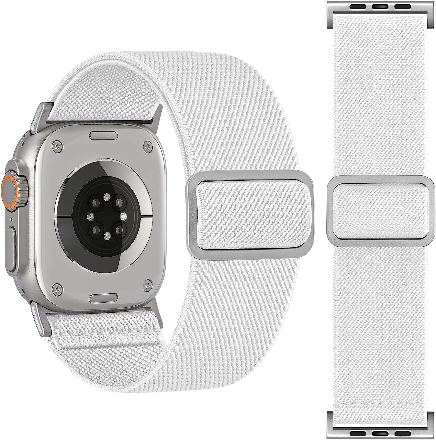 25MM/30MM Wide Stretchy Nylon Compatible with Apple Watch Ultra Band 44Mm 45Mm 49Mm 38Mm 40Mm 41Mm 42Mm, Adjustable Sport Soft Elastic for Apple Watch Band Men, Wristband for Iwatch SE 8 7 6 5 4 3 2 1  HEARTBOOM White 38mm/40mm/41mm(Band width 25mm) 