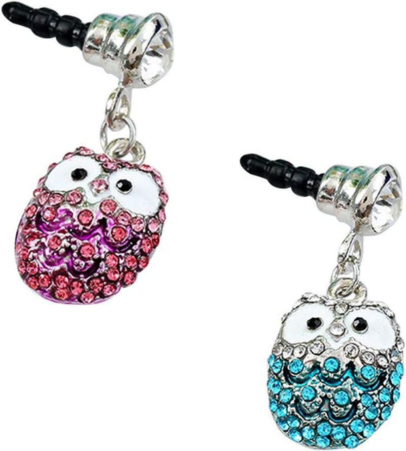 Hemobllo Diamonds Dust Plug Owl Earphone Jack anti Mobile Phone Accessories (Blue)  Hemobllo   