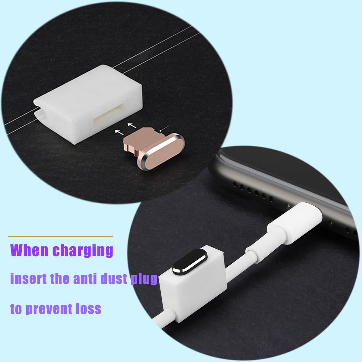 4 Pack Metal anti Dust Plugs Compatible with Iphone 13 12 11 Pro XR XS Ipad Protects Lightning Charging Dust Cover with 4 Pcs Anti-Lost Storage for Iphone X, XS, XR, 8, 7, 6 Plus,Black  Mijusun   