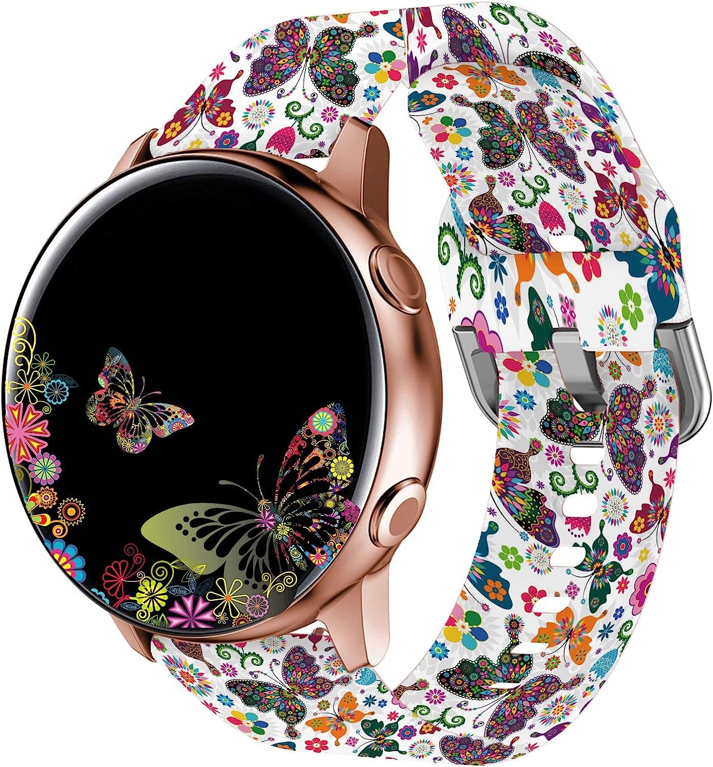 20Mm Band for Samsung Galaxy Watch 4 5 Pro Band 40Mm 44Mm 45Mm/Galaxy Watch 4 Classic Band 42Mm 46Mm/Watch 3 41Mm/Active 2, 22Mm Bands for Samsung Galaxy Watch 3 Band 45Mm/Samsung Gear S3 Frontier  Sqweey Butterfly 20mm 