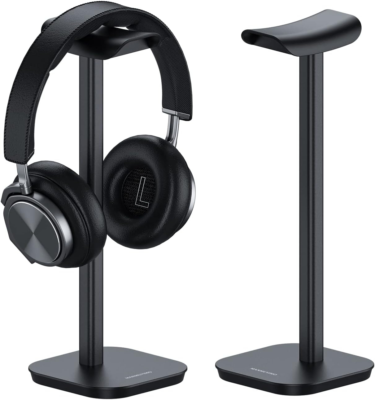 MANMUVIMO Headphone Stand, Desktop Headset Holder Aluminum Earphone Stand for All Gaming Headsets Such as Airpods Max, Sony, Beats, Bose, Sennheiser, Hyperx(Black)  MANMUVIMO   