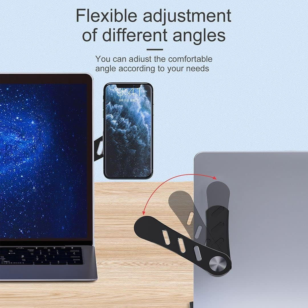 Chezmax Laptop Stand Magnetic Notebook Phone Holder, Adjustable Aluminum Compatible Ergonomic Foldable Computer Riser, Multi-Angle Tablets Tray for 10-15.6 Inch Ultrabook Black  ChezMax   