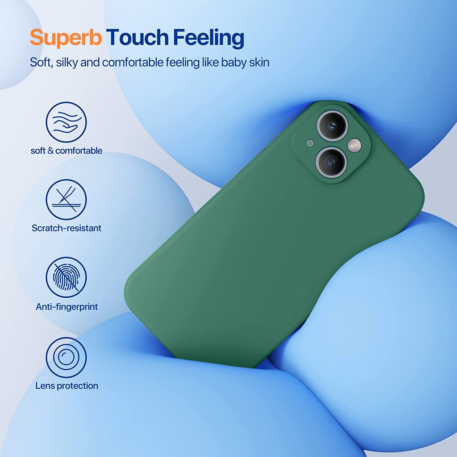 Miracase Magnetic Case Designed for Iphone 14 Case with Screen Protector,[Upgraded Enhanced Camera Protection],Shockproof Liquid Silicone Case 6.1 Inch,Acacia Green-Magnetic  Miracase   