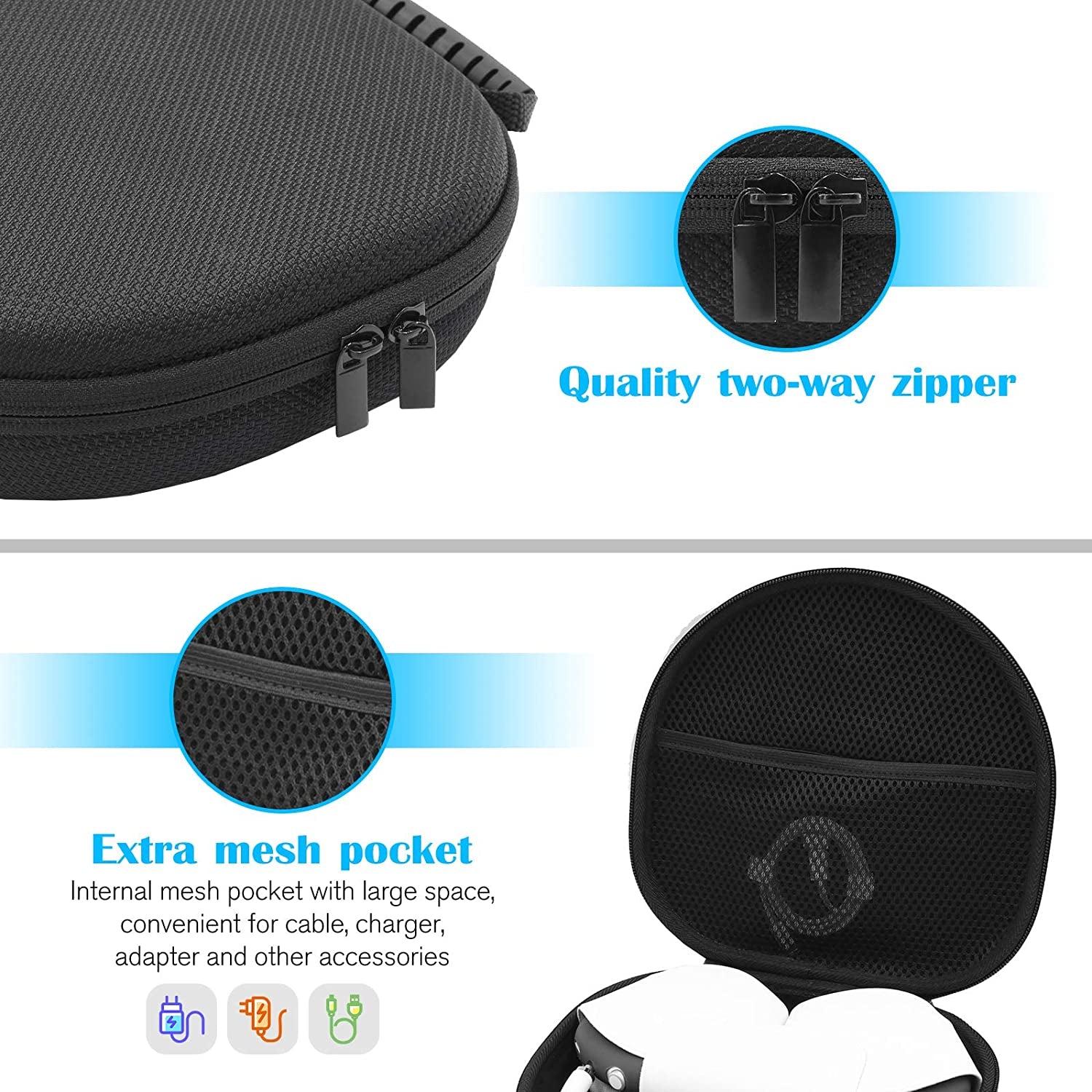 Procase Hard Headphone Case for Airpods Max with 2 Smart Silicone Protective Cases, Hardshell EVA Carry Bag, Headset Case, Black  ProCase   