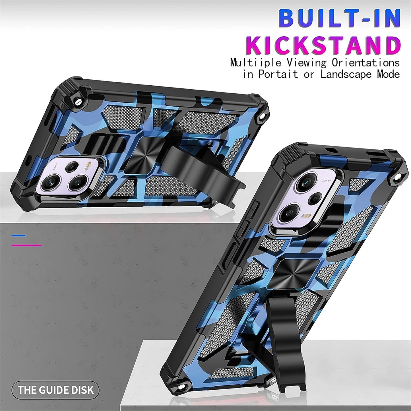 Tncavo Camouflage Case for Xiaomi Redmi Note 12 Pro 5G with Stand, Military Grade Heavy Duty Armor Cases Shockproof Protection Phone Cover for Xiaomi Poco X5 Pro/Redmi Note 12 Pro 5G MC Blue Camo  Tncavo   