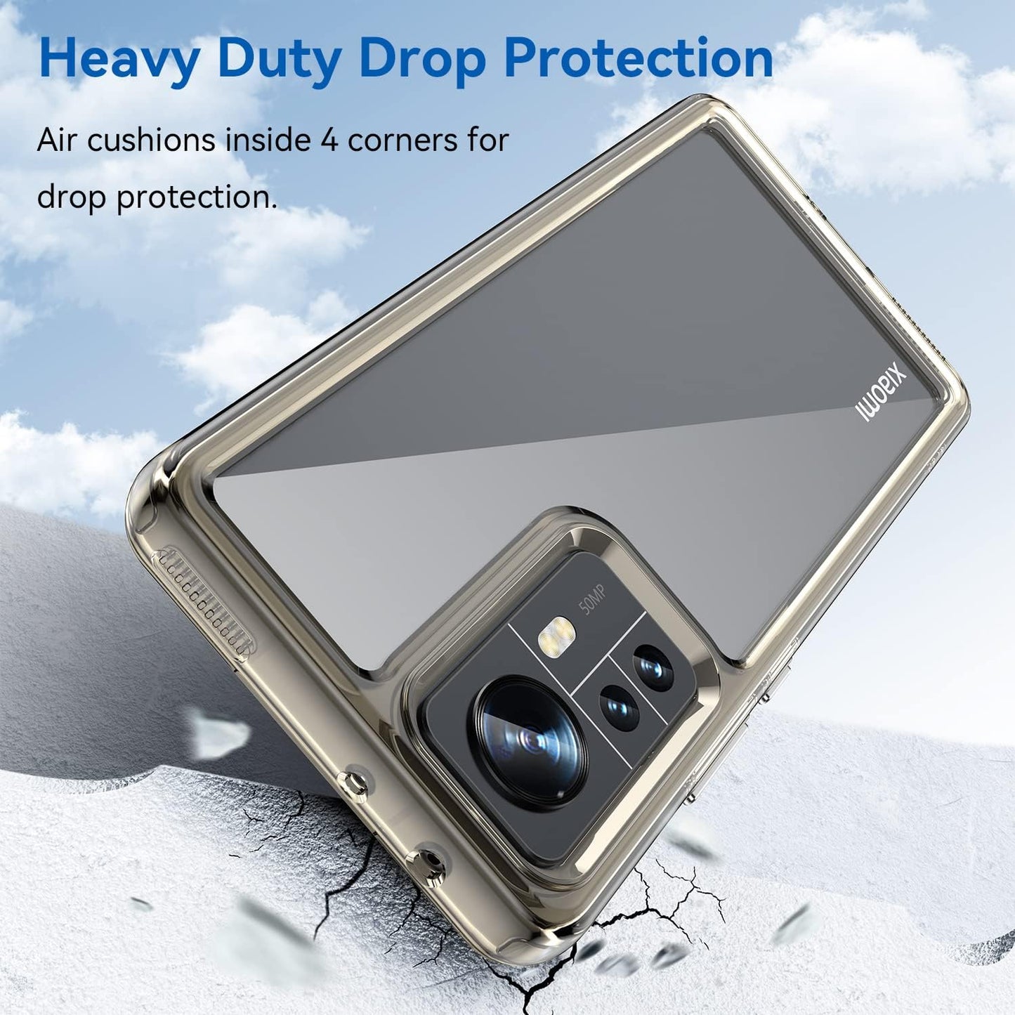 Zhuoopinn Case for Xiaomi Mi 12 Phone Case Slim Dropproof [Defend from Drop/Scratch/Slip/Fingerprint] Clear Acrylic Hard Back Soft TPU Bumper Hybrid Phone Cover for Xiaomi Mi 12-Crystal Black  Zhuoopinn   