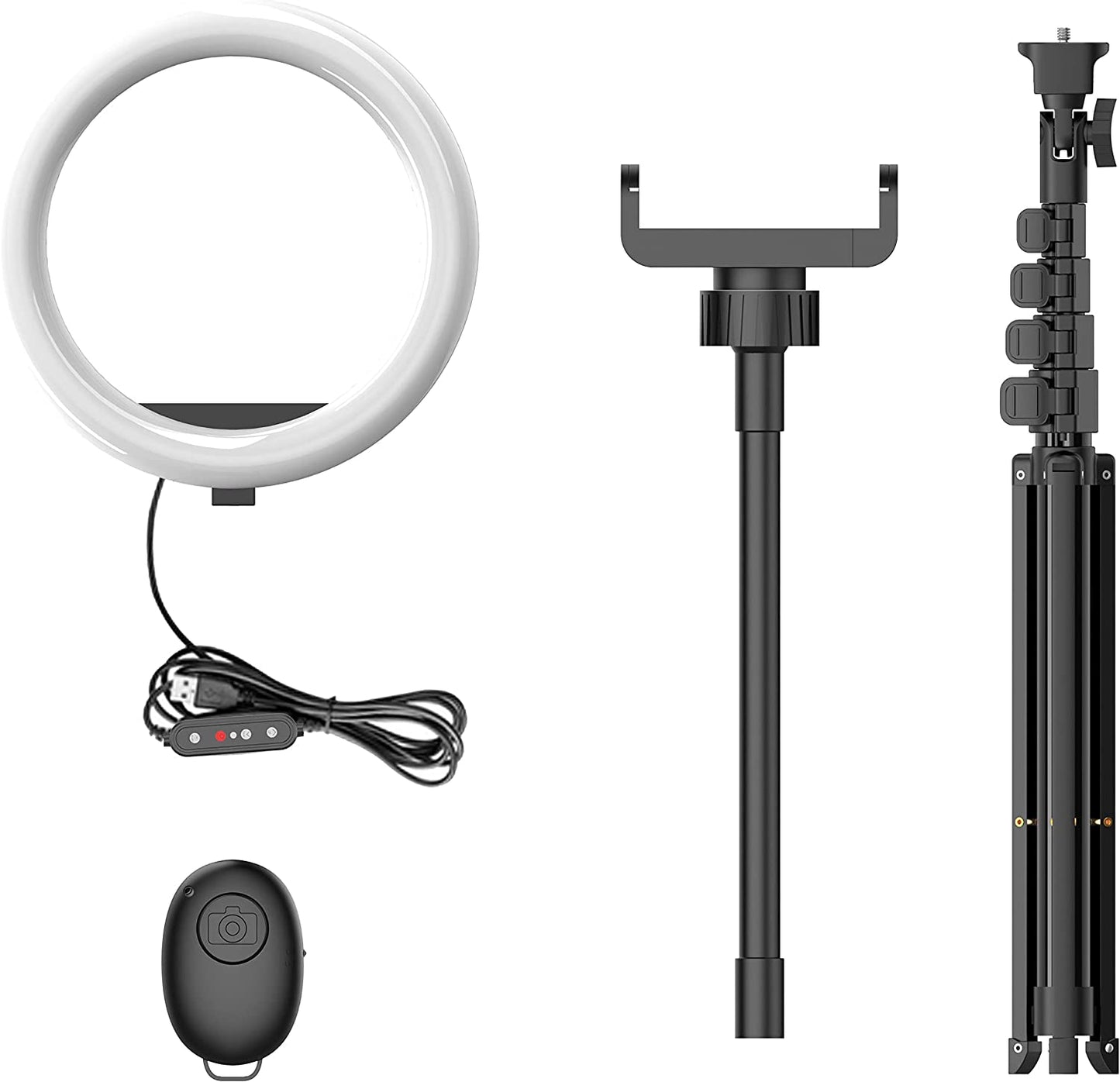 10" Ring Light with 53" Adjustable Tripod Stand & Phone Holder for Live Stream/Makeup, Upgraded Dimmable LED Selfie Ringlight for Tiktok/Youtube/Zoom Meeting/Photography,Compatible with Iphone/Android  Aptoyu   