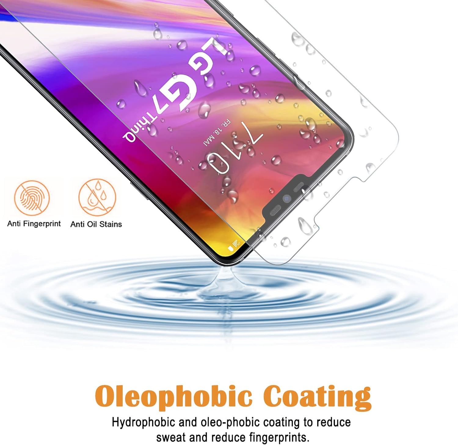 KKEIKO 3 Pack Screen Protector Compatible with LG G7 Thinq, Tempered Glass Screen Protector for LG G7 Thinq, Case Friendly, 9H Hardness, Scratch Resistant  KKEIKO   