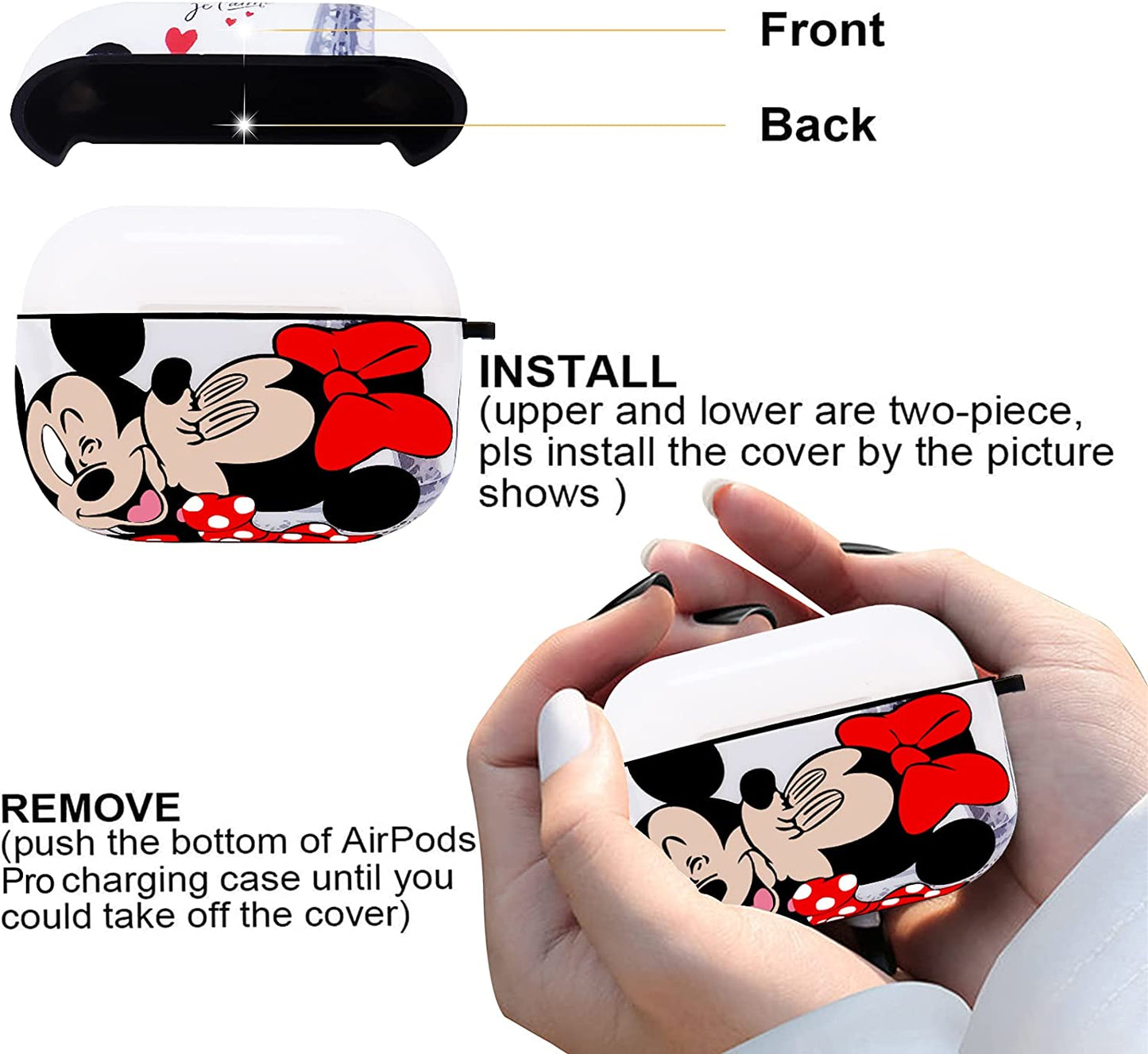 Airpods Pro Charging Case Designed for Apple Airpods Pro,Full Protective Cover with Keychain and Lanyard,Shockproof anti Case (Mickey and Minnie)  SUNTONIO LLC   