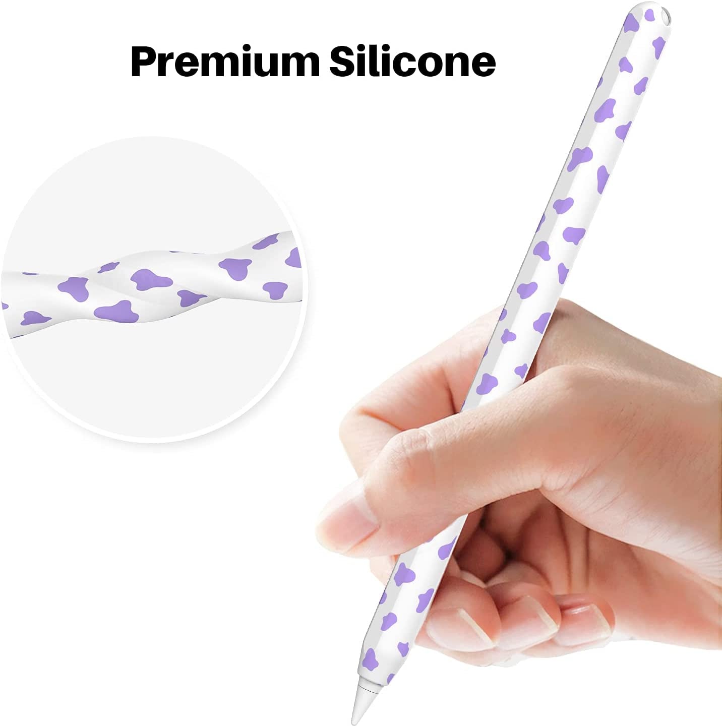 NIUTRENDZ Cow Print Case for Apple Pencil 2Nd Generation Case Cover Silicone Protective Sleeve Skin Accessories with 10Pcs Apple Pencil Tips Cover (Purple)  NIUTRENDZ   