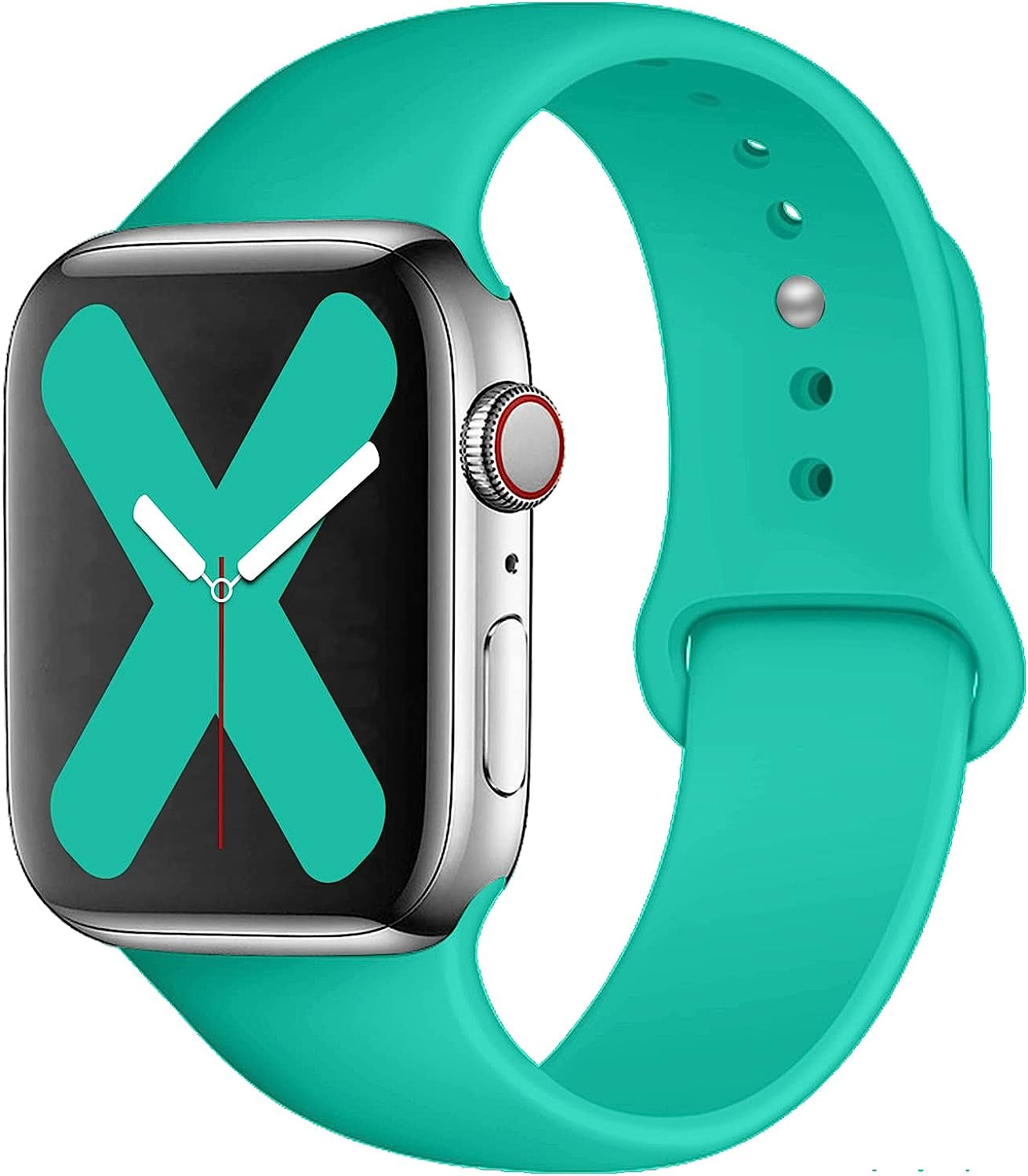 Saucyi Compatible with Apple Watch Band 41Mm 40Mm 38Mm 49Mm 45Mm 44Mm 42Mm,Soft Silicone Sport Band Replacement Strap with Classic Clasp for Iwatch Series 8 7 6 5 4 3 2 1 SE  Saucyi Teal 42mm/44mm/45mm/49mm S/M 